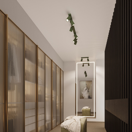 Lámpara de techo KARBON 4 verde oliva