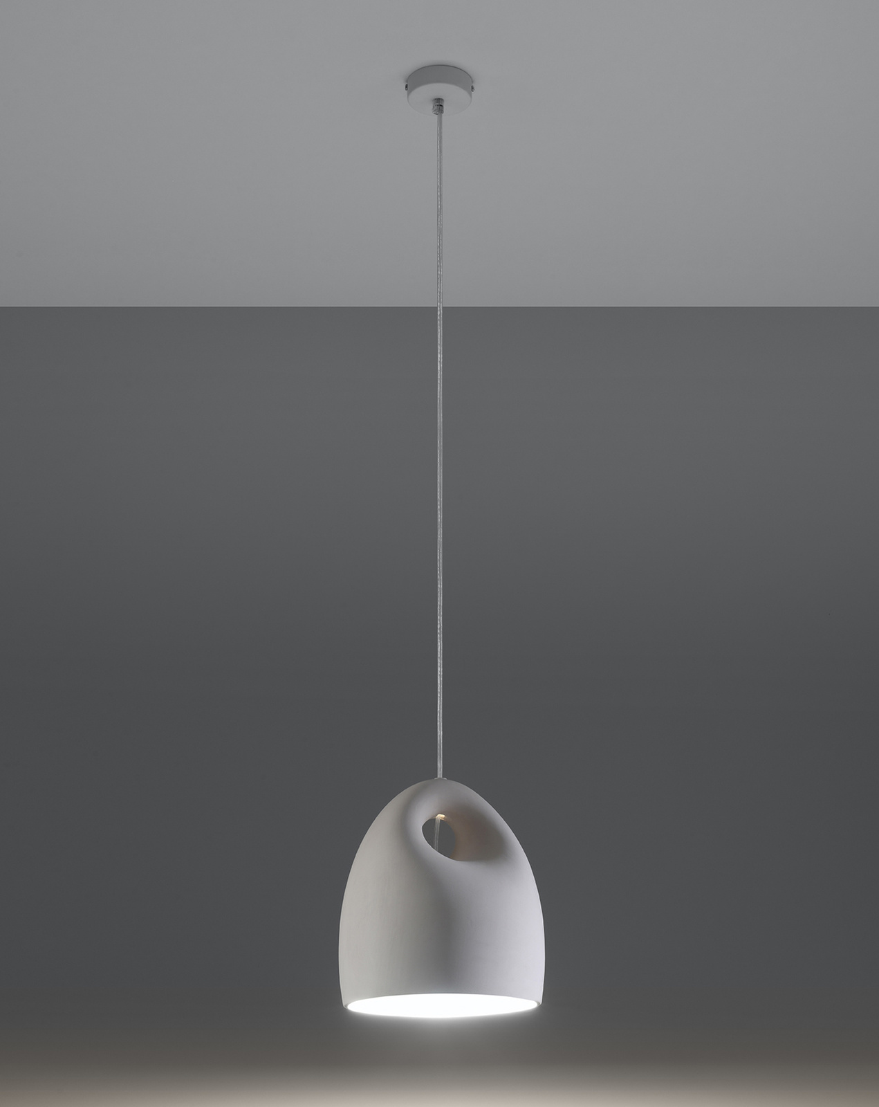 BUKANO lámpara colgante de cerámica blanca+1x bombilla LED E27 3000K Cálida 7.5W 620lm