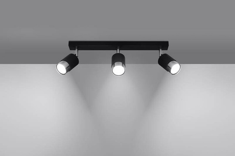 Plafond NERO 3 negro/cromo + 3x bombilla LED GU-10 4000K Fría 7W 630lm