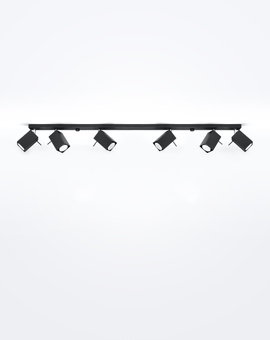 Plafond MERIDA 6L negro + 6x Bombilla LED GU-10 3000K Cálida 7W 620lm