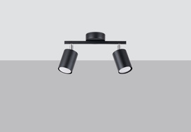 Plafond LEMMI 2 negro + 2x bombilla LED GU-10 3000K Cálida 7W 510lm