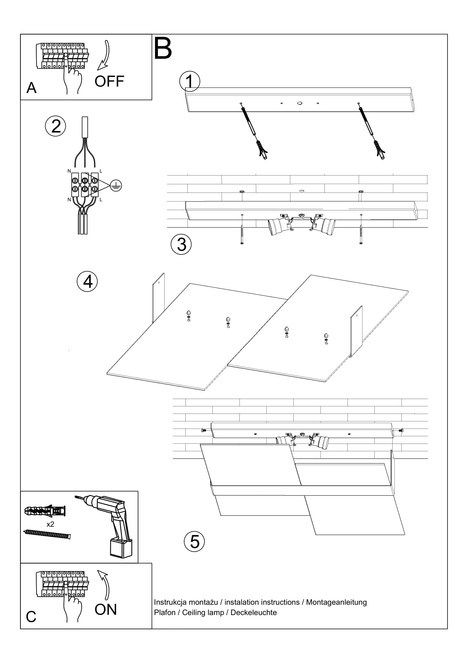 Plafond MASSIMO cromado + 2x bombilla LED E27 3000K Cálida 7,5W 620lm