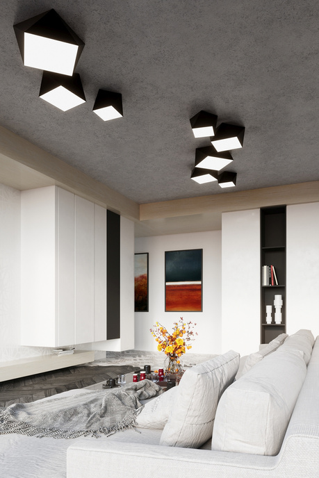 Plafond HEXA 35 NEGRO + 2x bombilla LED E27 3000K Cálida 7,5W 620lm