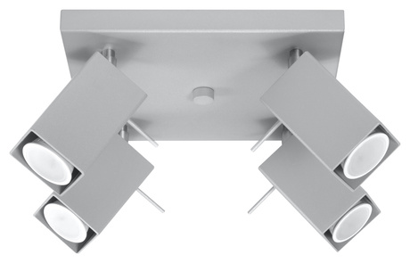 Plafond MERIDA 4 gris + 4x bombilla LED GU-10 3000K Cálida 7W 620lm