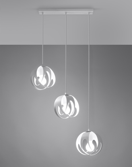 TULOS 3L lámpara colgante blanco + 3x bombilla LED E27 3000K Warm 7.5W 620lm