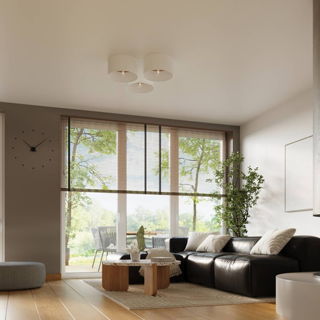 TELESTO Plafón blanco/marrón claro + 1x bombilla LED E27 3000K Cálido 7,5W 620lm