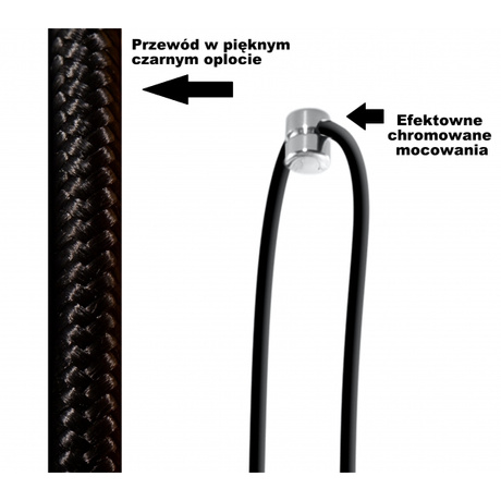 Lámpara colgante EDISON 1 LONG negra + 1x bombilla LED E27 4000K Fría 7,5W 650lm