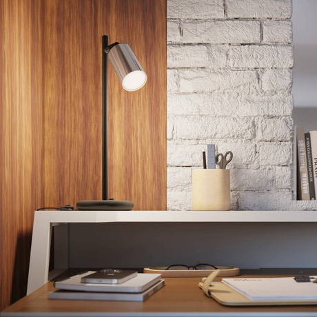 Lámpara de escritorio WINX negro/cromo + 1x bombilla LED GU-10 3000K Cálida 7W 510lm