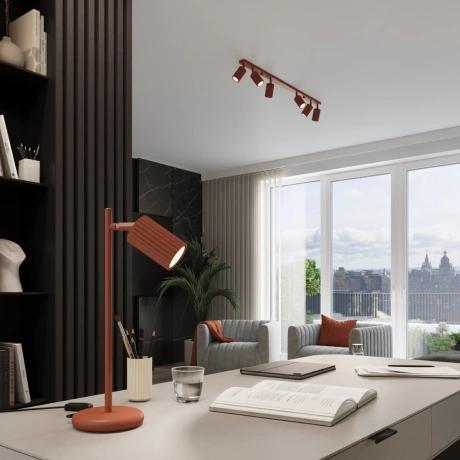 Lámpara de techo KARBON 4L rojo ocre