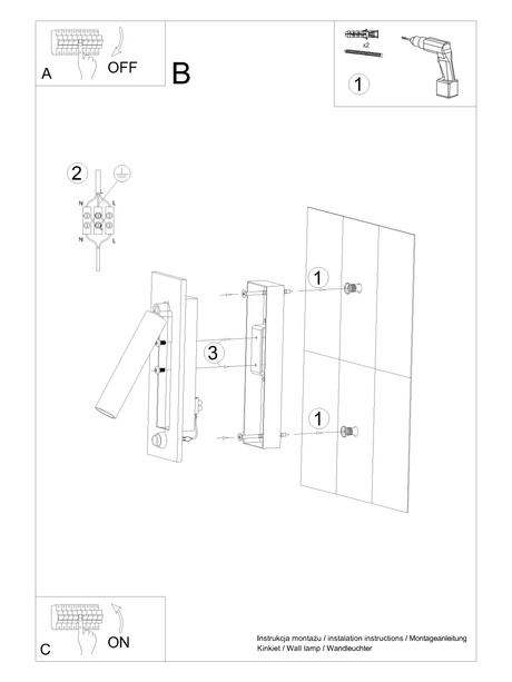 Aplique ENIF negro + 1x bombilla LED G9 4000K Fría 4,5W 530lm