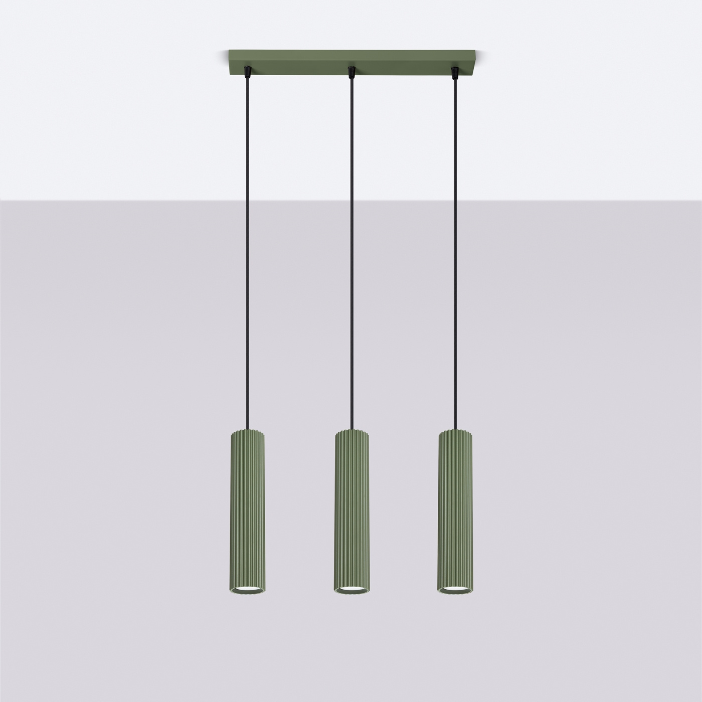 Lámpara colgante KARBON 3L verde oliva