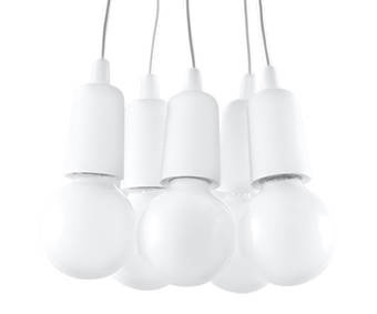 DIEGO 5 lámpara colgante blanco + 5x bombilla LED E27 3000K Cálido 7,5W 620lm