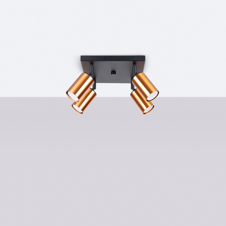 WINX 4 Plafón negro/cobre + 4x bombilla LED GU-10 4000K Frío 7W 530lm