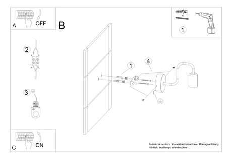 Aplique VECTOR negro + 1X bombilla LED E27 3000K 7W 760lm