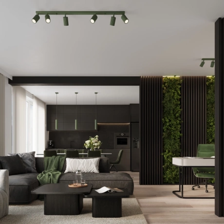 Lámpara colgante KARBON 1 verde oliva