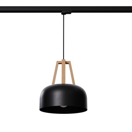 Lámpara colgante CASCO negro/madera natural E27