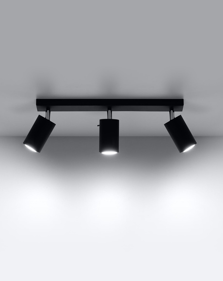 Plafond RING 3L negro + 3x Bombilla LED GU-10 4000K Fría 7W 630lm