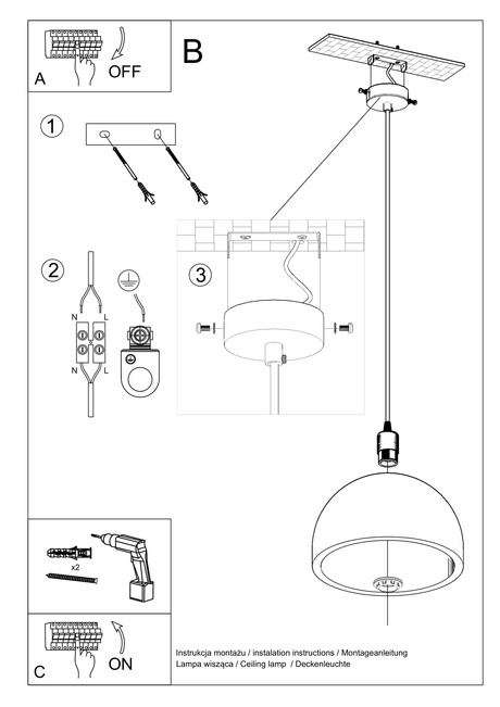 PABLITO lámpara colgante + 1x bombilla LED E27 4000K Fría 7,5W 650lm