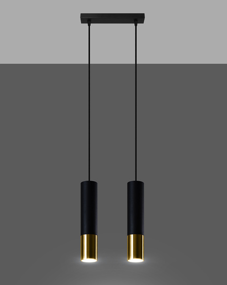 LOOPEZ 2 lámpara colgante negro/oro + 2x bombilla LED GU-10 4000K fría 7W 630lm