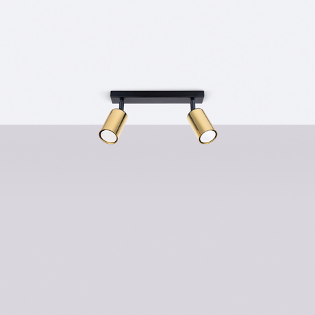 WINX 2 Plafón negro/oro + 2x bombilla LED GU-10 3000K Cálido 7W 510lm