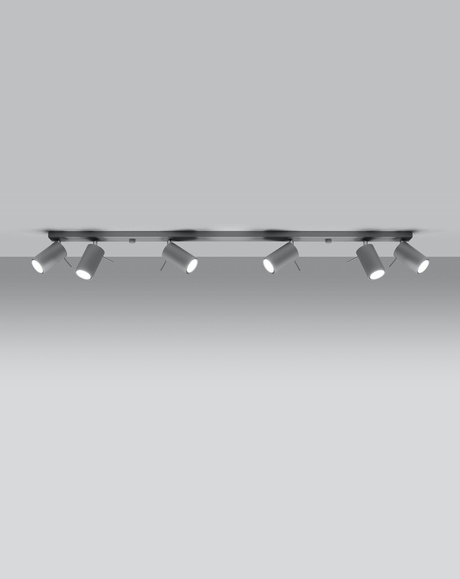 Plafond RING 6L gris + 6x Bombilla LED GU-10 3000K Cálida 7W 620lm