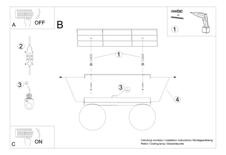 Plafond YOLI 2 negro + 2x bombilla LED G9 4000K Fría 4,5W 460lm