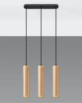 LINO 3 lámpara colgante de madera natural + 3x GU-10 4000K fría 7W 630lm bombilla LED