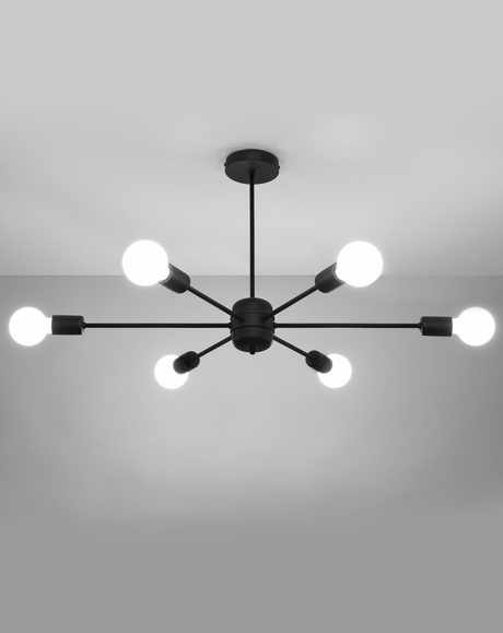 Lámpara de araña LANGO 6 negra+ 6x bombilla LED E27 3000K Cálida 7,5W 620lm