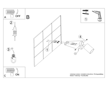 Aplique LEMMI 1 negro + 1x bombilla LED GU-10 3000K Cálida 7W 510lm