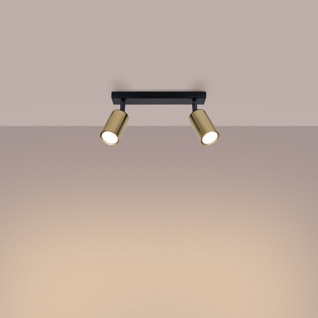 WINX 2 Plafón negro/oro + 2x bombilla LED GU-10 3000K Cálido 7W 510lm