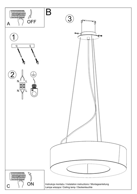 Lámpara SATURNO SLIM 50 negra + 5 bombillas LED E27 4000K Fría 7,5W 650lm