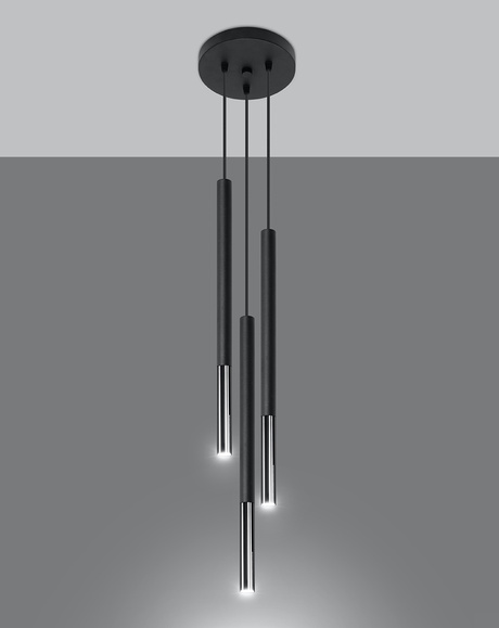 MOZAICA Lámpara colgante 3P negro/cromo + 3 bombillas LED G9 3000K Cálido 4,5W 510lm