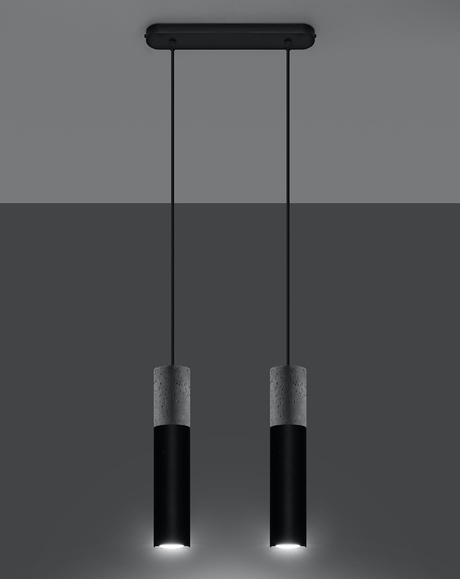 Lámpara colgante BORGIO 2 negra + 2x bombilla LED GU-10 4000K Fría 7W 630lm