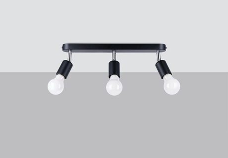 Plafond FORNES 3 negro + 3x bombilla LED E27 4000K Fría 7,5W 690lm