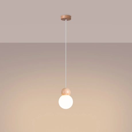 Lámpara colgante PEKKA 1 blanco/madera natural