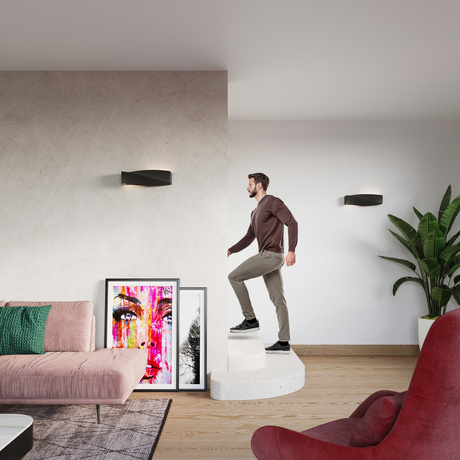 Aplique de cerámica SIGMA negro + 1x bombilla LED E27 3000K Cálida 7,5W 620lm