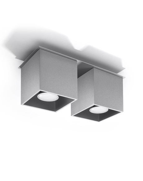 Plafond QUAD 2 gris + 2x bombilla LED GU-10 4000K Fría 7W 630lm