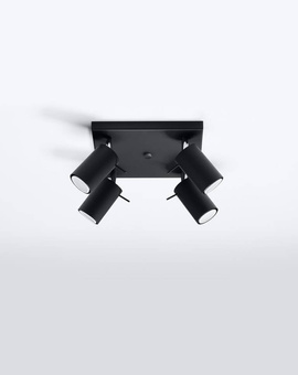 Plafond RING 4 negro + 4x bombilla LED GU-10 4000K Fría 7W 630lm