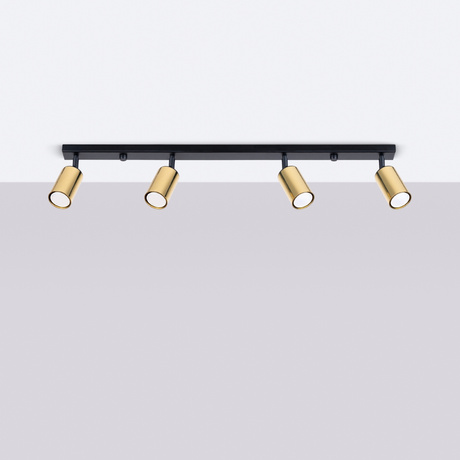 WINX Plafón 4L negro/oro + 4x bombilla LED GU-10 4000K Frío 7W 530lm