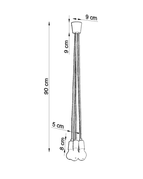 DIEGO 5 lámpara colgante gris + 5x bombilla LED E27 4000K Fría 7,5W 650lm