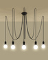 Lámpara colgante EDISON 5 negra + 5x bombilla LED E27 4000K Fría 7,5W 650lm