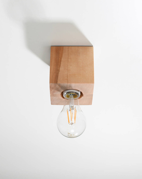 Plafond ARIZ madera natural + 1x bombilla LED E27 4000K Fría 7,5W 650lm