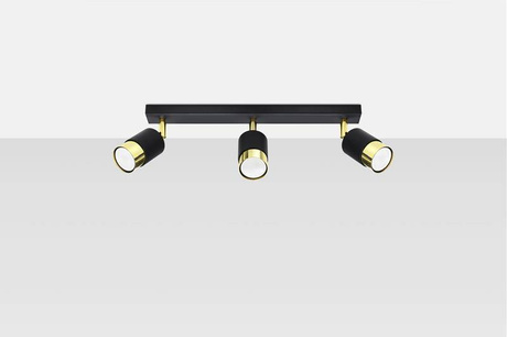 Plafond NERO 3 negro/oro + 3x bombilla LED GU-10 4000K Fría 7W 630lm