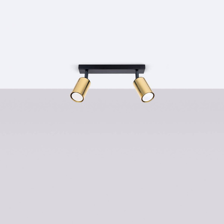 WINX 2 Plafón negro/oro + 2x bombilla LED GU-10 3000K Cálido 7W 510lm