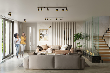 Plafond NERO 4 negro/oro + 4x bombilla LED GU-10 3000K Cálido 7W 620lm