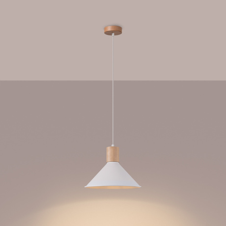 Lámpara colgante JAGA blanca + 1x bombilla LED E27 4000K Frío 7,5W 690lm