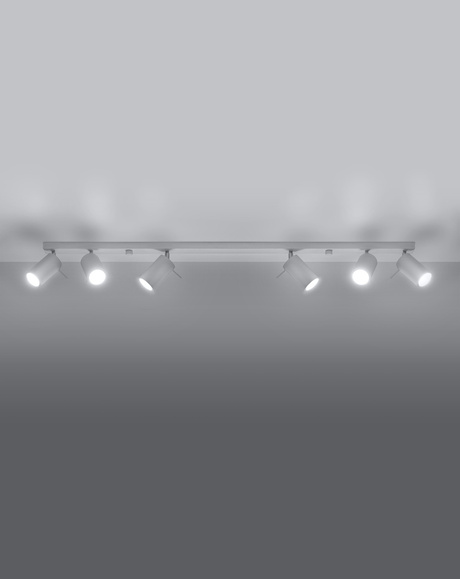 Plafond RING 6L blanco + 6x Bombilla LED GU-10 3000K Cálida 7W 620lm