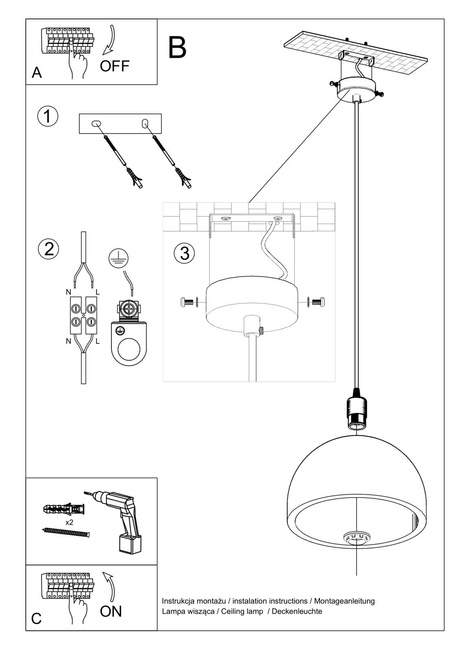 Lámpara colgante PABLITO + 1x bombilla LED E27 3000K Cálida 7,5W 620lm
