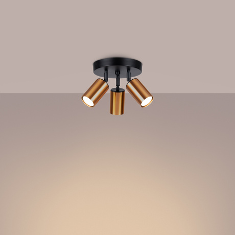 WINX Plafón 3P negro/cobre + 3x bombilla LED GU-10 3000K Cálido 7W 510lm