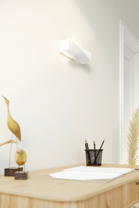 Aplique de cerámica SIGMA MINI blanco + 1x bombilla LED E27 4000K Fría 7,5W 650lm